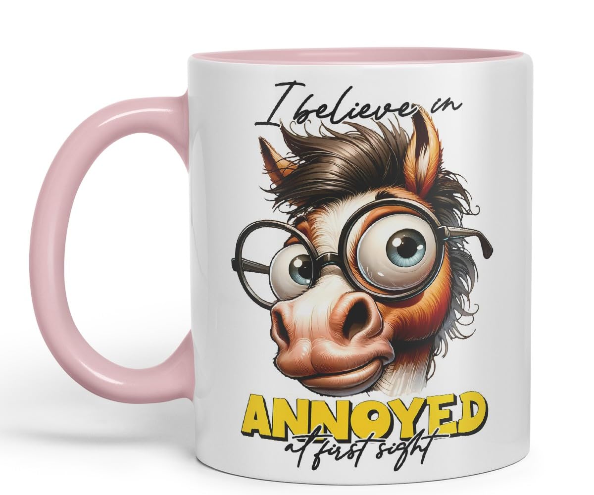 Vixar I Believe in Annoyed at First Sight Coloured Ceramic Mug Cup 11oz Funny Sarcastic Gift (Black)