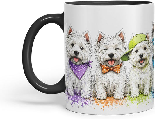 Vixar Westie Dog Mug – Cute West Highland Terrier Coloured Ceramic Mug Cup Gift, 11oz (Black)