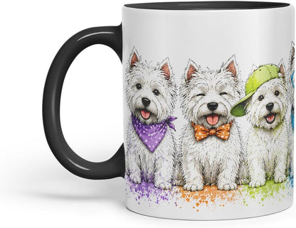 Vixar Westie Dog Mug – Cute West Highland Terrier Coloured Ceramic Mug Cup Gift, 11oz (Black)