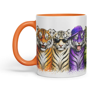 Vixar Tigers Mug – Cute Tigers Coloured Ceramic Mug Cup Gift, 11oz (Black)