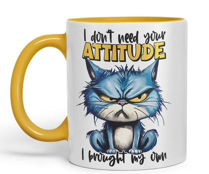 Vixar I Don’t Need Your Attitude – I Brought My Own Coloured Ceramic Mug Cup 11oz Funny Sarcastic Gift (Black)