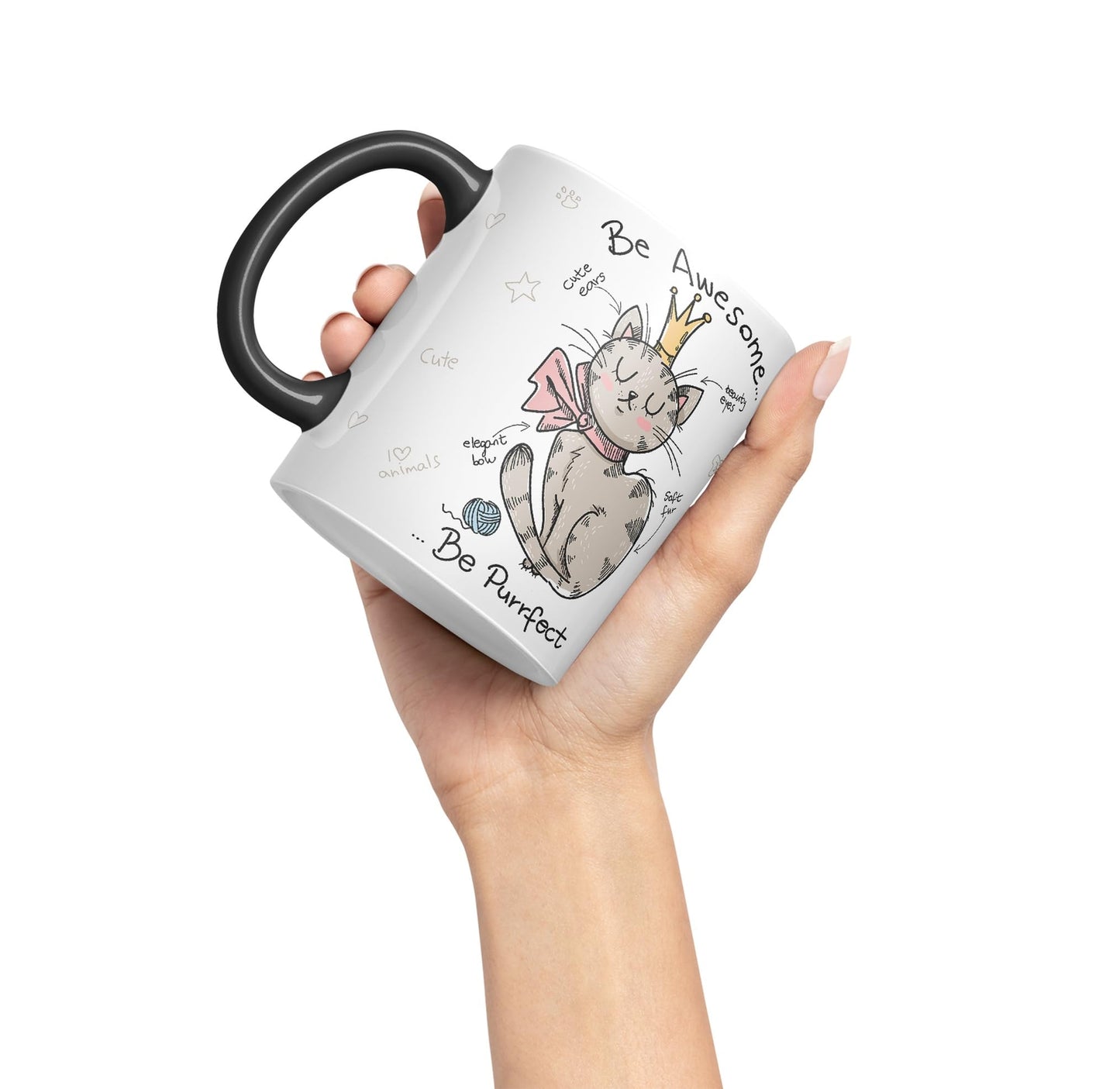 Vixar Be Awesome... Cat Ceramic Coloured Mug Cup Gift Tea Coffee Christmas Office Home Sarcastic Joke