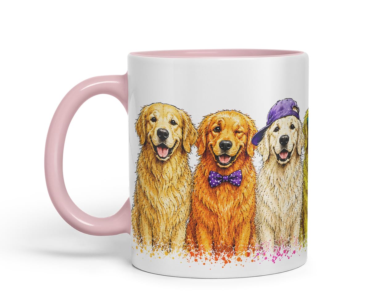 Vixar Golden Retriever Dog Mug – Cute Golden Retriever Coloured Ceramic Mug Cup Gift, 11oz (Black)