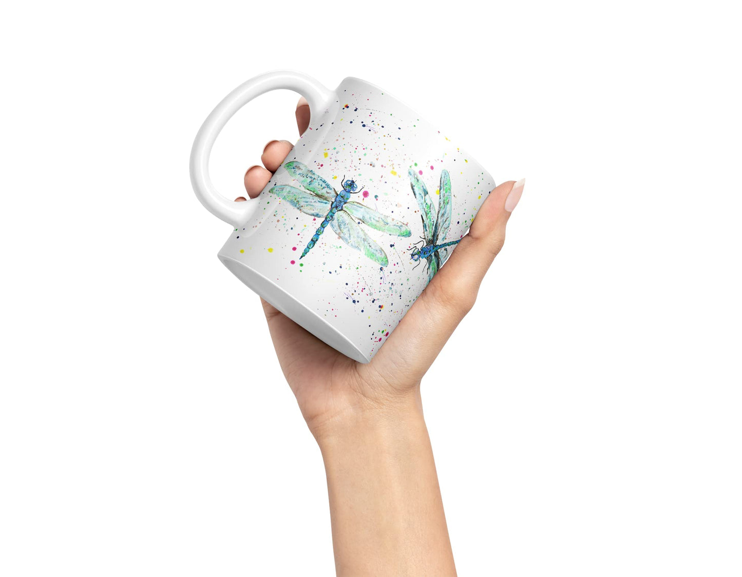 Vixar Dragonflies Dragonfly Insect Animals Watercolour Art Coloured Mug Cup Gift Birthday Work Office Tea Coffee