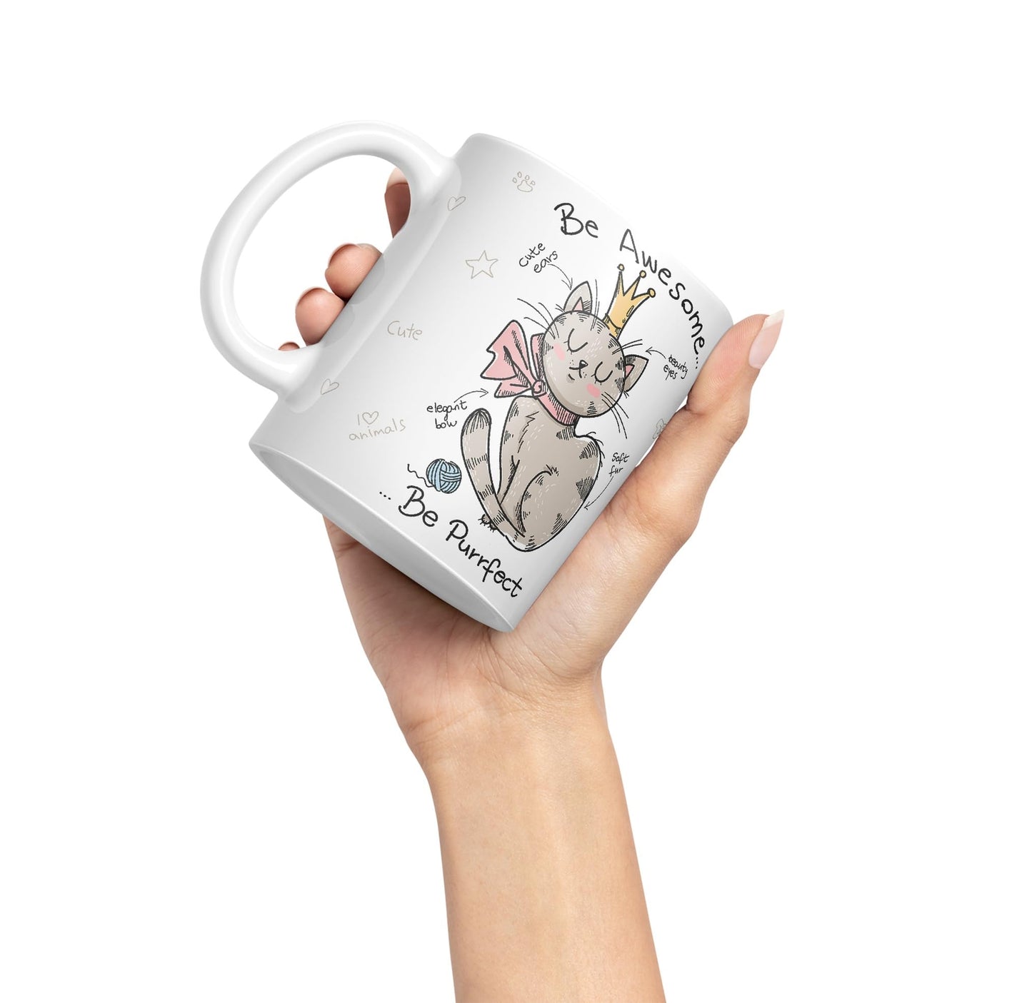 Vixar Be Awesome... Cat Ceramic Coloured Mug Cup Gift Tea Coffee Christmas Office Home Sarcastic Joke