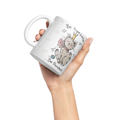 Vixar Be Awesome... Cat Ceramic Coloured Mug Cup Gift Tea Coffee Christmas Office Home Sarcastic Joke
