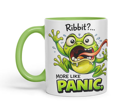 Vixar Ribbit More Like Panic Funny Frog Mug – Coloured Ceramic Mug Cup Gift, 11oz (Black)