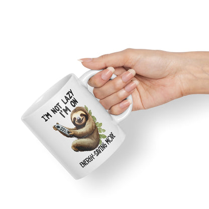 I'm Not Lazy I'm On Energy-Saving Mode Sloth Joke sarkasm Sarcastic Ceramic Coloured Mug Cup for Tea Coffee Hot Brew 330ml 11Oz Gift