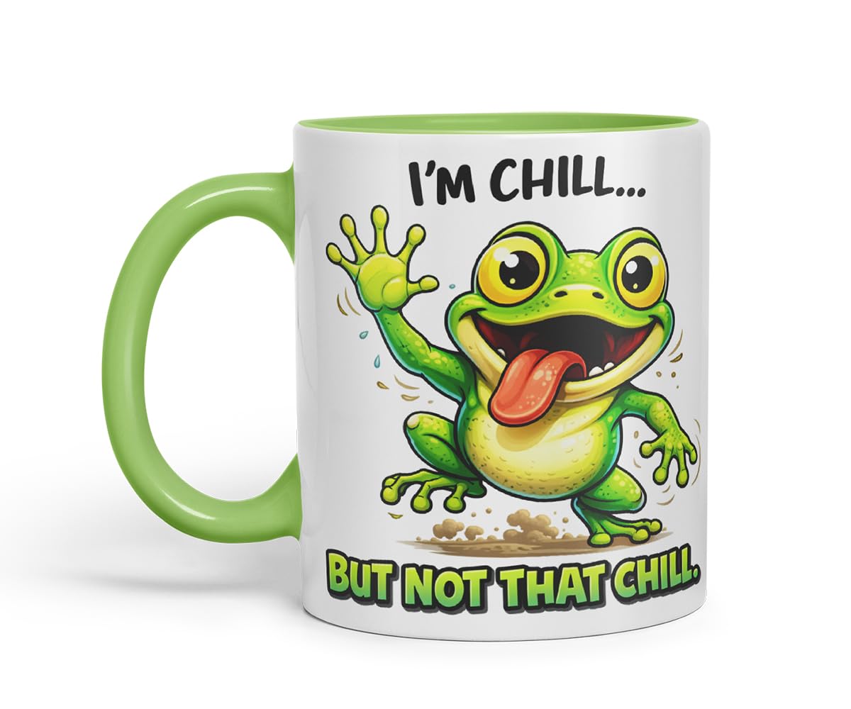 Vixar I'm Chill But Not that Chill Funny Frog Mug – Coloured Ceramic Mug Cup Gift, 11oz (Black)