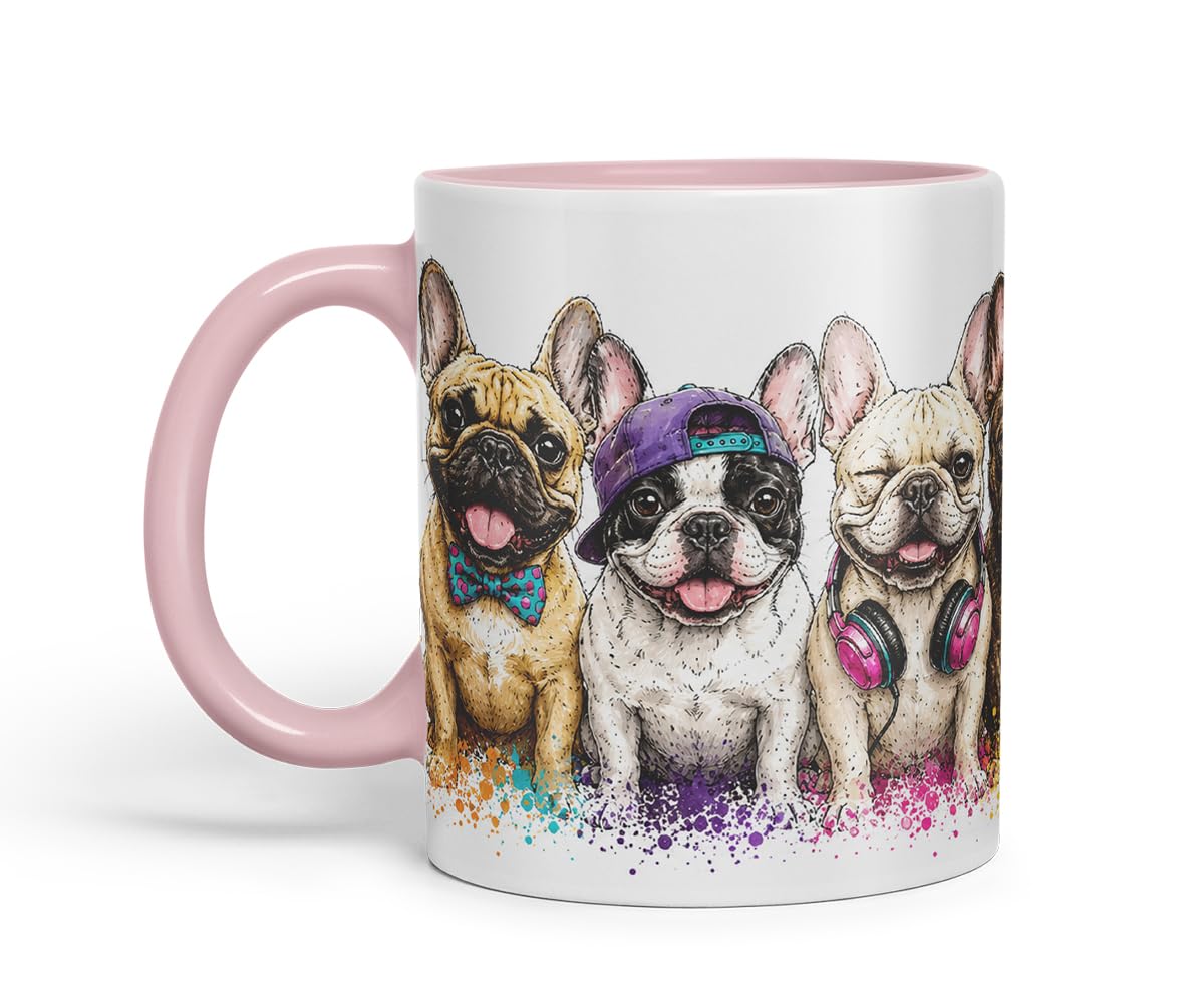 Vixar Funny French Bulldog Mug – Cute Frenchie Dog Coloured Ceramic Mug Cup Gift, 11oz (Black)