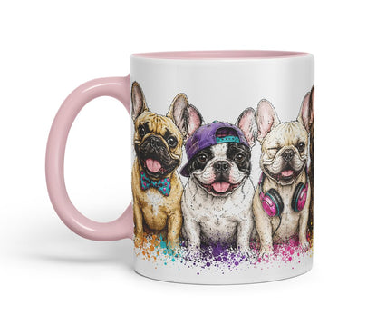 Vixar Funny French Bulldog Mug – Cute Frenchie Dog Coloured Ceramic Mug Cup Gift, 11oz (Black)