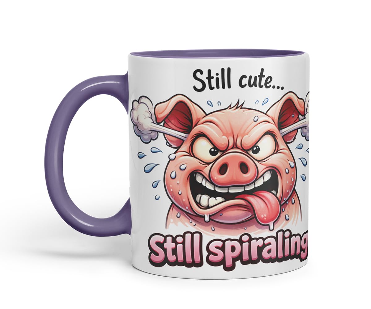 Vixar Still Cute Still Spiraling Funny Pig Mug – Coloured Ceramic Mug Cup Gift, 11oz (Black)