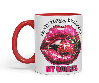 Vixar My Vibe Speaks Louder Mug – Coloured Ceramic Mug Cup Gift, 11oz (Black)