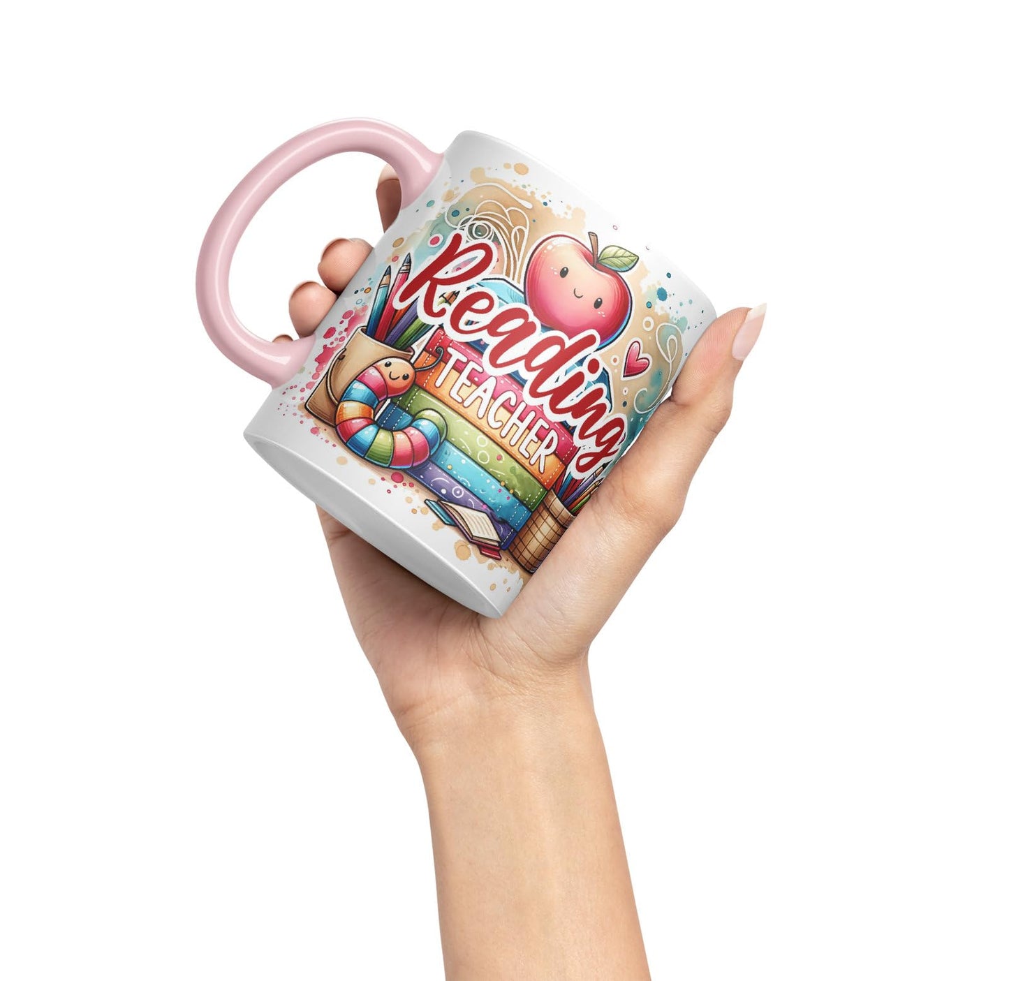 Vixar Reading Teacher Mug Thank You, End of School Gift Ceramic Coloured Mug Cup for Tea Coffee Hot Brew 330ml 11Oz Gift