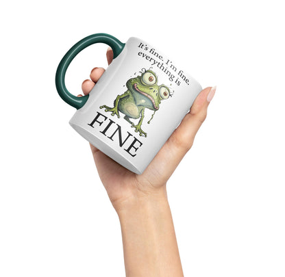 Vixar Frog It's fine I'm fine Everything is fine Joke Sarcastic Ceramic Mug Coloured Mug Cup Gift Tea Coffee Christmas