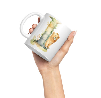 Letter I mug, Animals Alphabet Letter I Monogram animal for kids Ceramic Coloured Mug Cup for Tea Coffee Hot brew 330ml 11Oz Gift