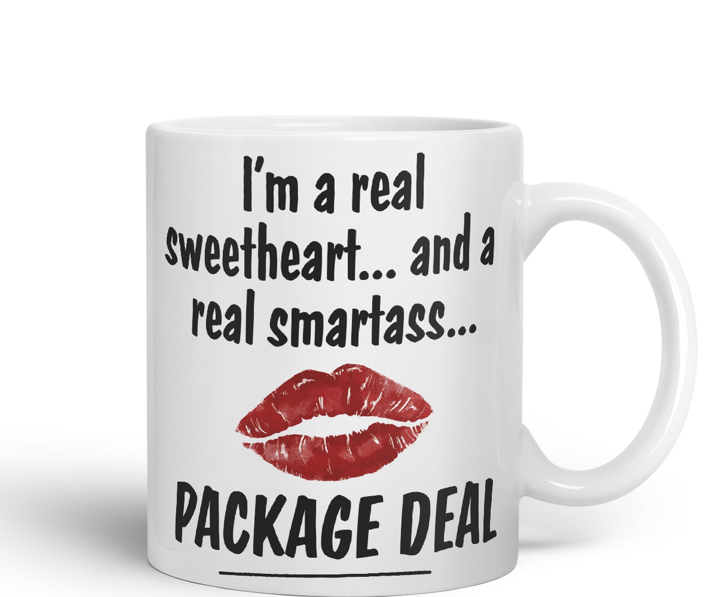 I'm a Real Seetheart … and a Real Smartass.. Package Deal Joke Sarcastic bee Ceramic Coloured Mug Cup for Tea Coffee Hot Brew 330ml 11Oz