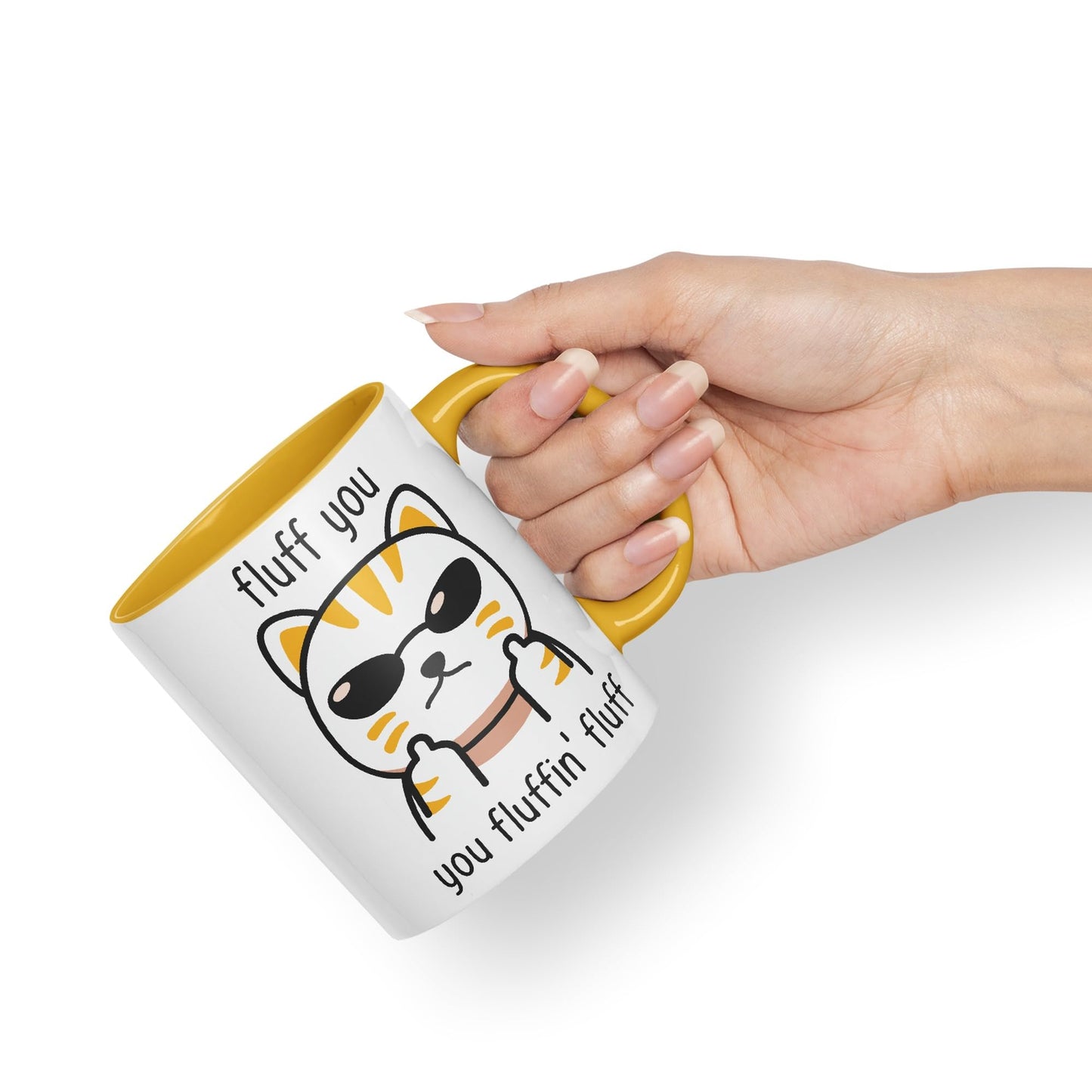 Vixar Fluff You Cat Joke Adult Ceramic Mug Coloured Mug Cup Gift Tea Coffee Christmas Office Home