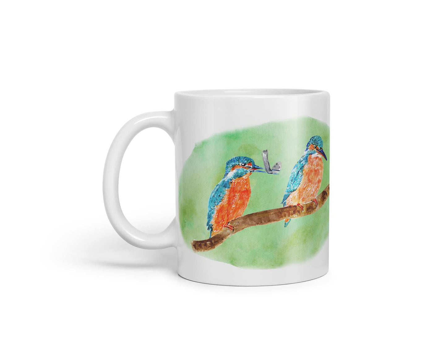 Vixar King Fisher Kingfisher Pair Bird Animals Watercolour Art Coloured Mug Cup Gift Birthday Work Office Tea Coffee