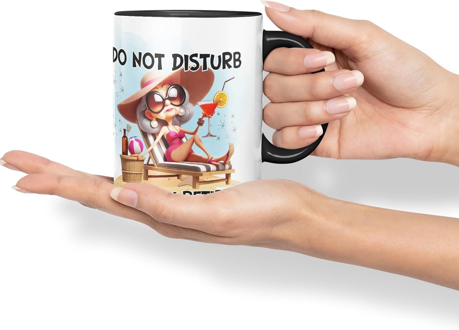 Vixar Do Not Disturb Officially Retired Woman Mug – Coloured Ceramic Mug Cup Gift, 11oz (Black)