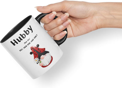 Vixar Hubby and Wifey Definition Gnome Couple Mugs – Coloured Ceramic Mugs Cups Gift, 11oz, Set of 2