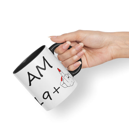 Vixar I am 19 + 1 Woman Hand Ceramic 330 ml, 11oz Coloured Mug Cup Gift Coffee Tea Happy Birthday Turning 20 Years Old as a Joke Celebration 20th Birthday Gift idea