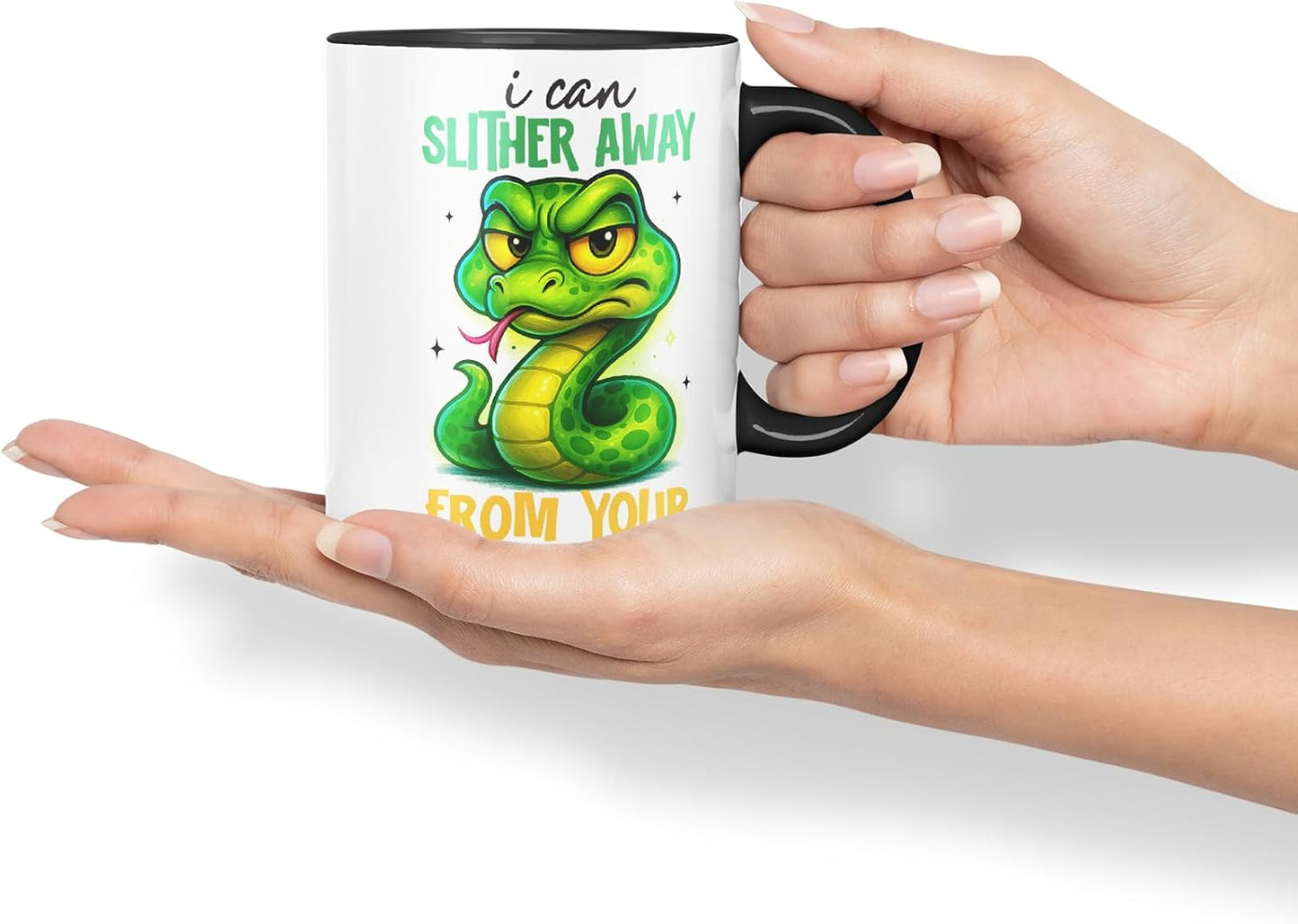 Vixar I Can Slither Away from Your Nonsense Funny Snake Mug – Coloured Ceramic Mug Cup Gift, 11oz (Black)
