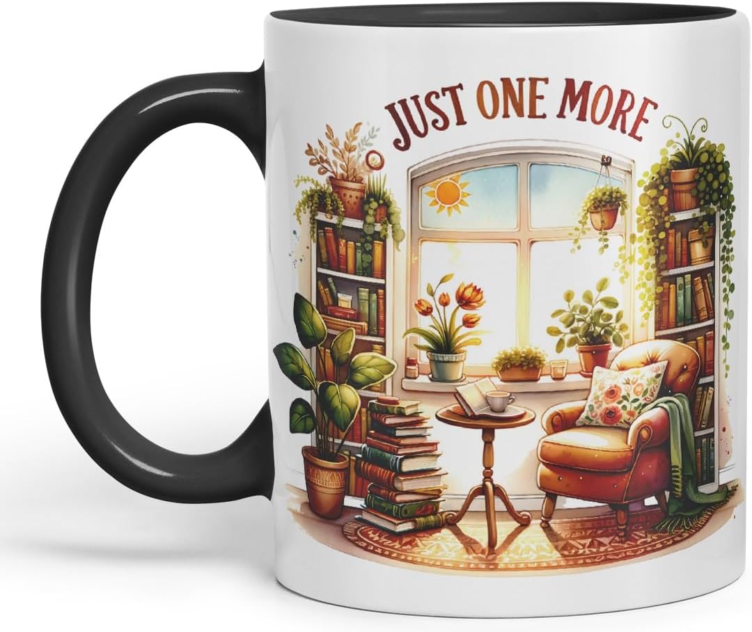 Vixar Just One More Coloured Mug Cup Cozy Reading Room Gift 11oz (Black)