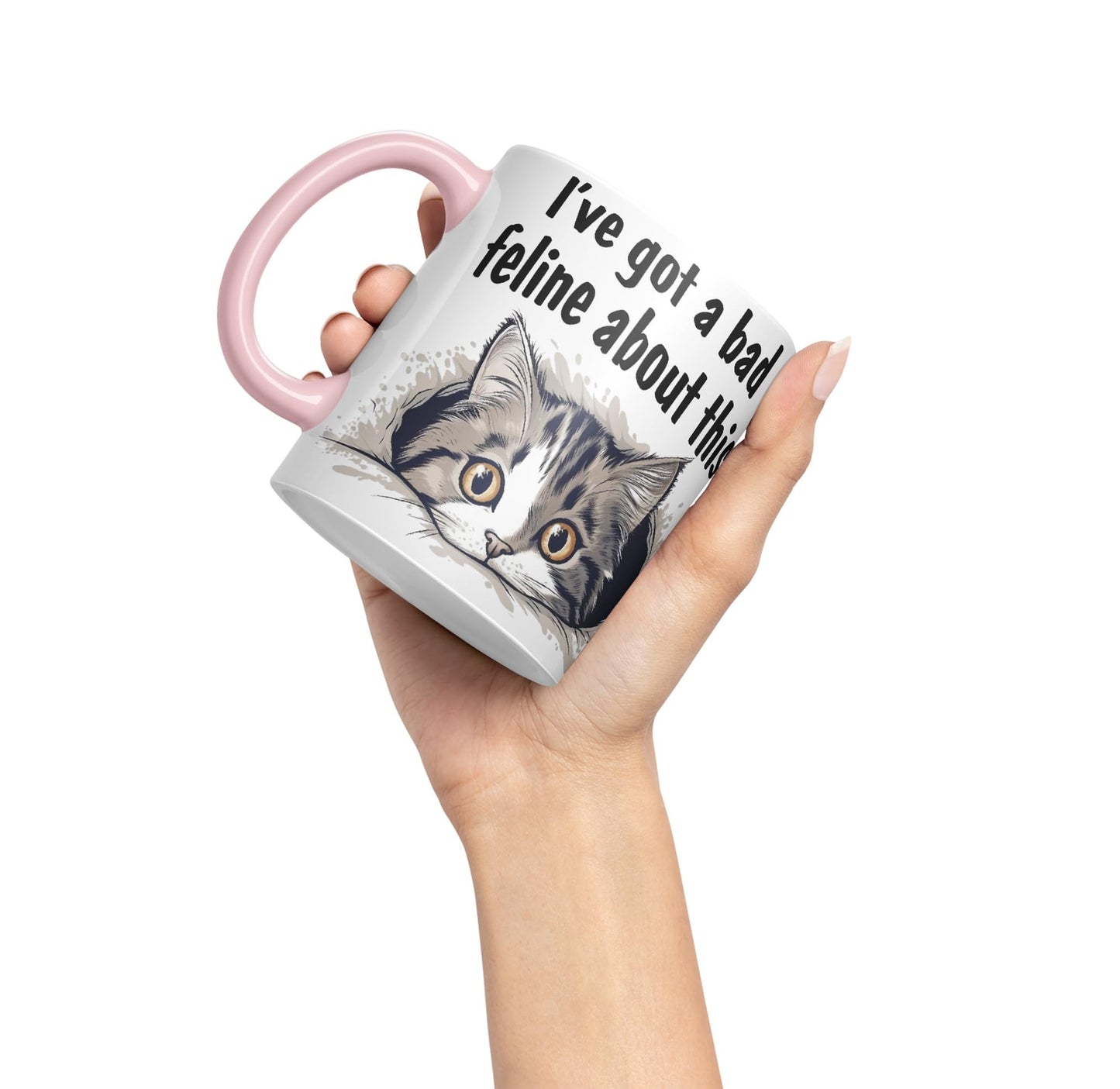 I've got a Bad Feline obout This cat Kitten Joke sarkasm Sarcastic Ceramic Coloured Mug Cup for Tea Coffee Hot Brew 330ml 11Oz Gift