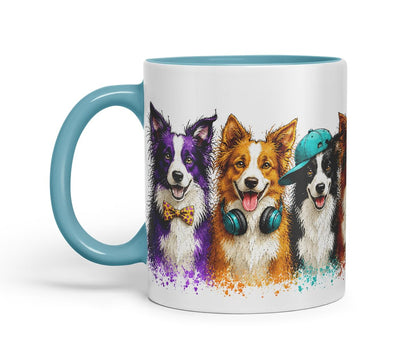 Vixar Border Collie Dog Mug – Cute Border Collie Coloured Ceramic Mug Cup Gift, 11oz (Black)