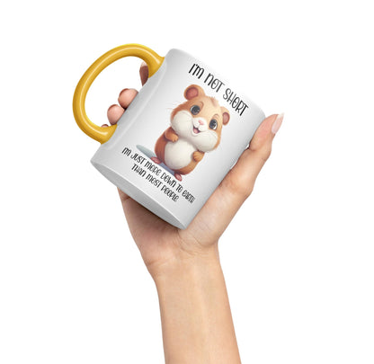 I'm Not Short, I'm just More Down to Earth Than Most People Hamster Joke sarkasm Sarcastic Ceramic Coloured Mug Cup for Tea Coffee Hot Brew 330ml 11Oz Gift