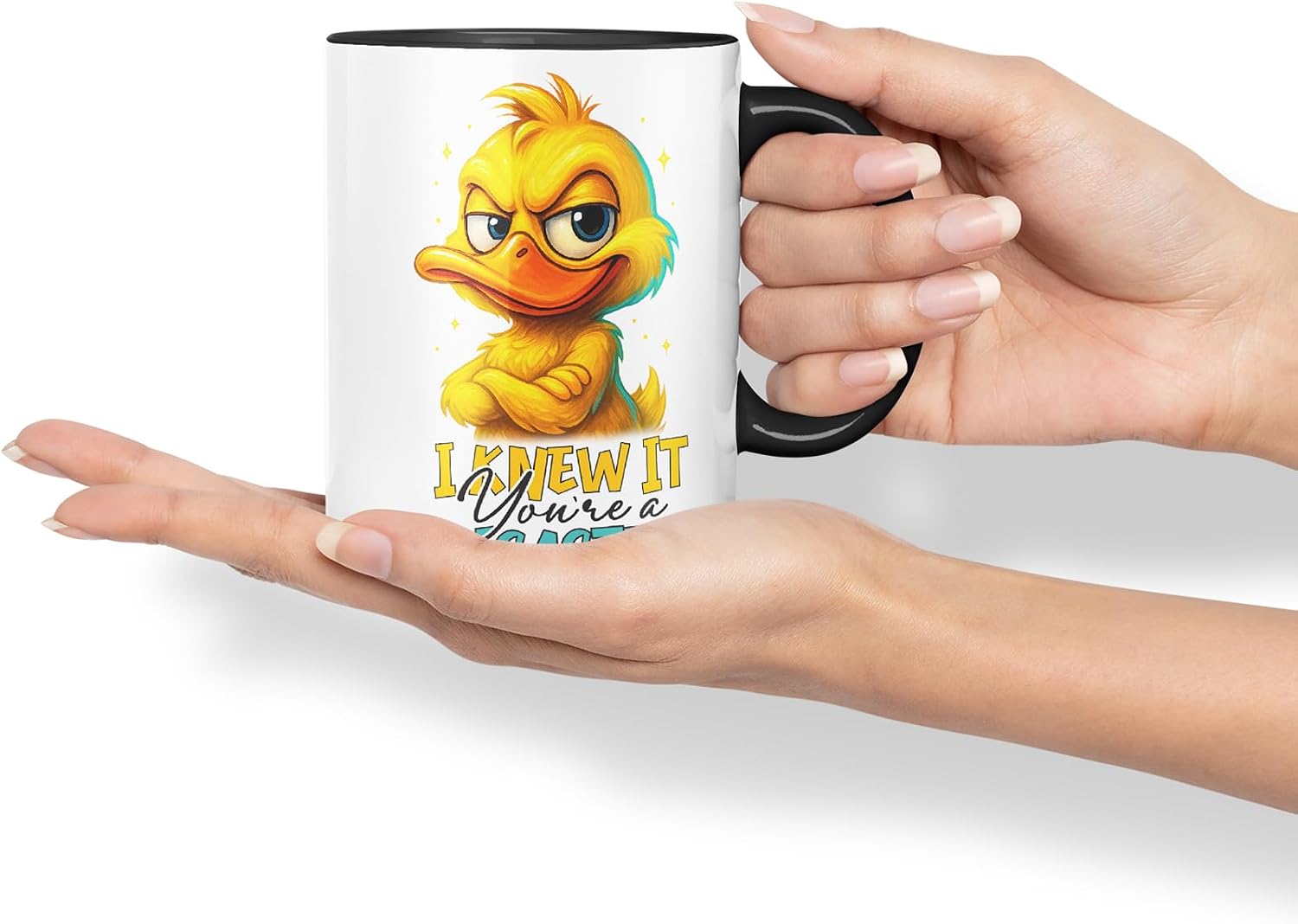 Vixar I Knew It You're A Disaster Funny Duck Mug – Coloured Ceramic Mug Cup Gift, 11oz (Black)