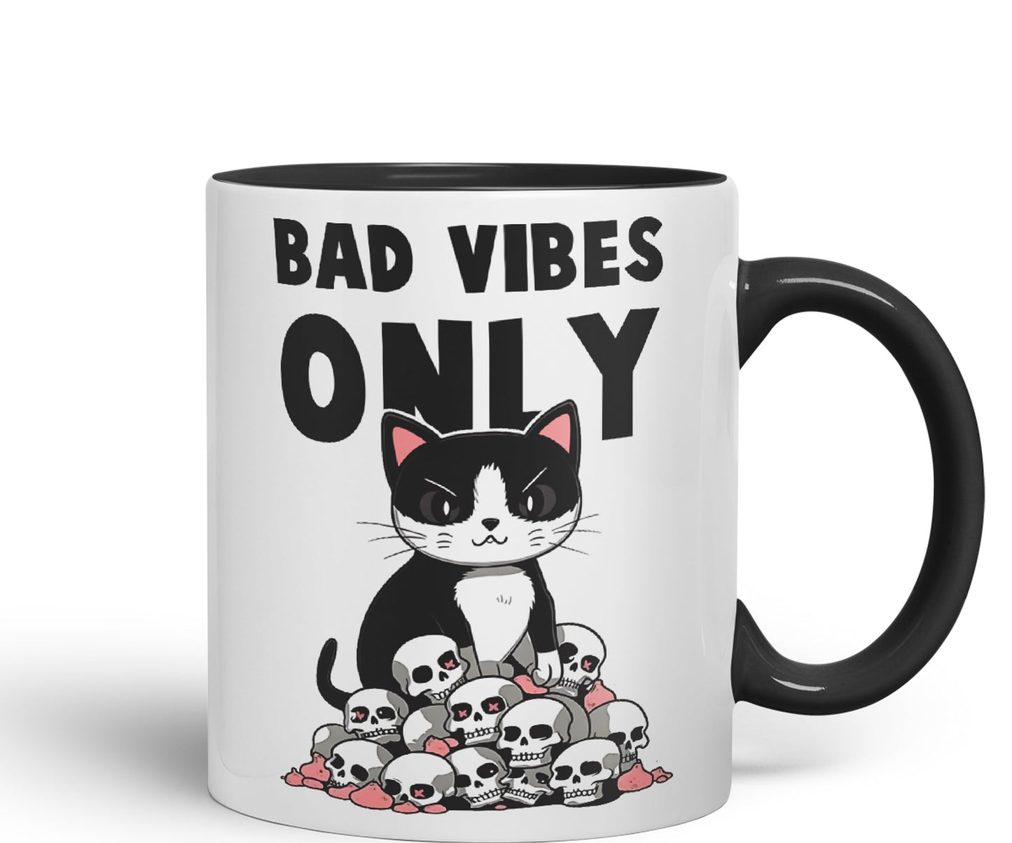 Bad Vibes Cats Sarcastic Joke Ceramic Coloured Mug Cup for Tea Coffee Hot Brew 330ml 11oz
