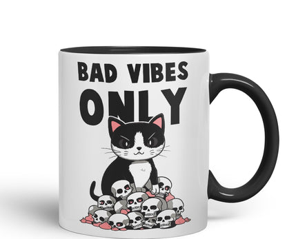 Bad Vibes Cats Sarcastic Joke Ceramic Coloured Mug Cup for Tea Coffee Hot Brew 330ml 11oz