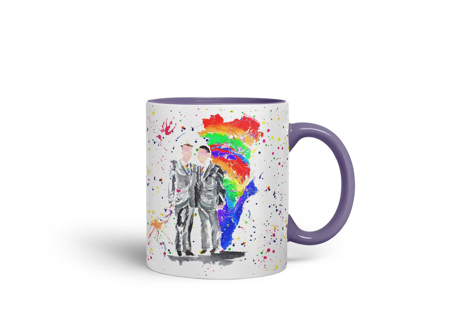 Vixar Wedding Mr and Mr Pride Gay Watercolour Art Coloured Mug Cup Gift Birthday Work Office Tea Coffee