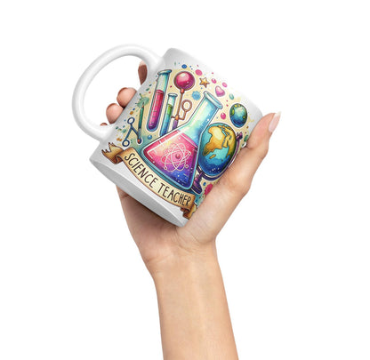Vixar Science Teacher Teacher Mug Thank You, End of School Gift Ceramic Coloured Mug Cup for Tea Coffee Hot Brew 330ml 11Oz Gift