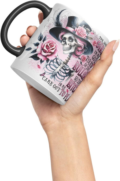 Vixar The Good Girl in Me Got Tired of The Bullsh*t So The B*tch in Me Came Out to Play Gothic Skeleton Coloured Mug Cup 11oz (Black)