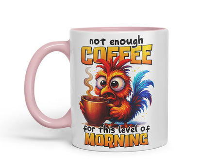 Vixar Not Enough Coffee for This Level of Morning Funny Rooster Mug – Coloured Ceramic Mug Cup Gift, 11oz (Black)