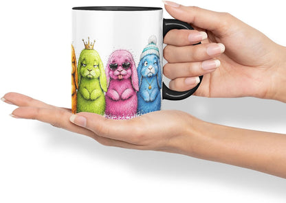 Vixar Lop Rabbit Mug – Cute Bunny Rabbit Coloured Ceramic Mug Cup Gift, 11oz (Black)