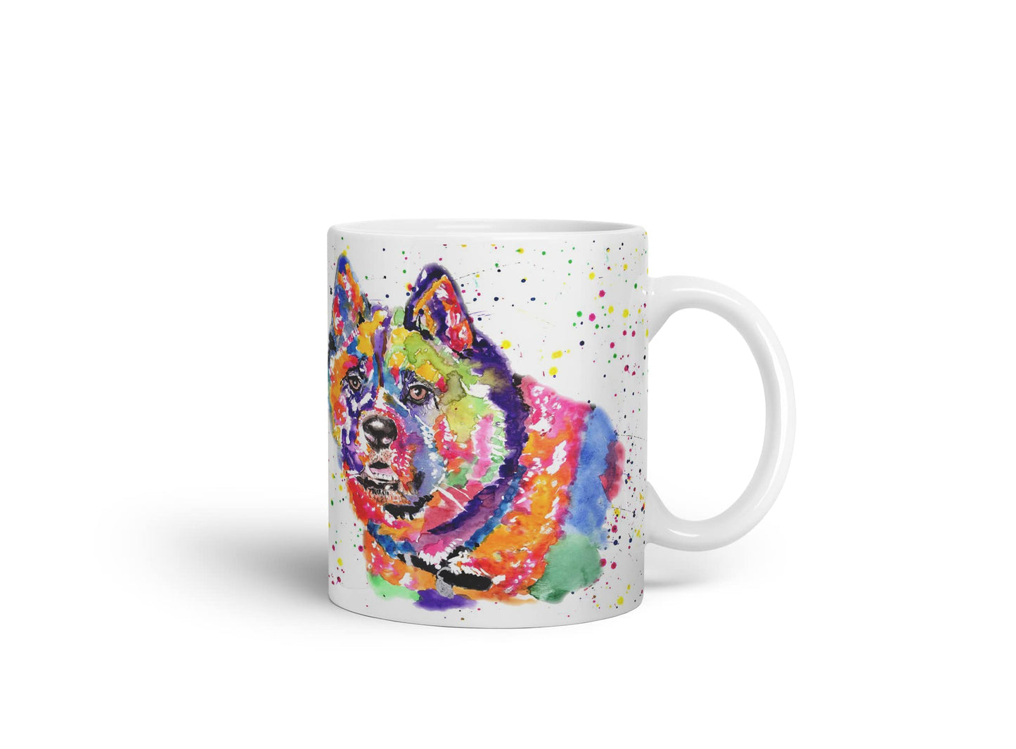 Vixar Akita Japanese Dog Breed Pet Animals Watercolour Art Coloured Mug Cup Gift Birthday Work Office Tea Coffee