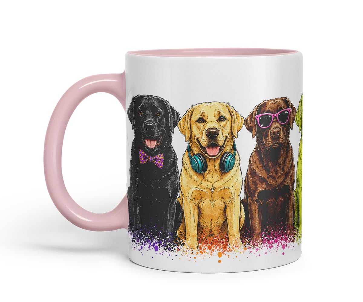 Vixar Labrador Retriever Dog Mug – Cute Labrador Coloured Ceramic Mug Cup Gift, 11oz (Black)