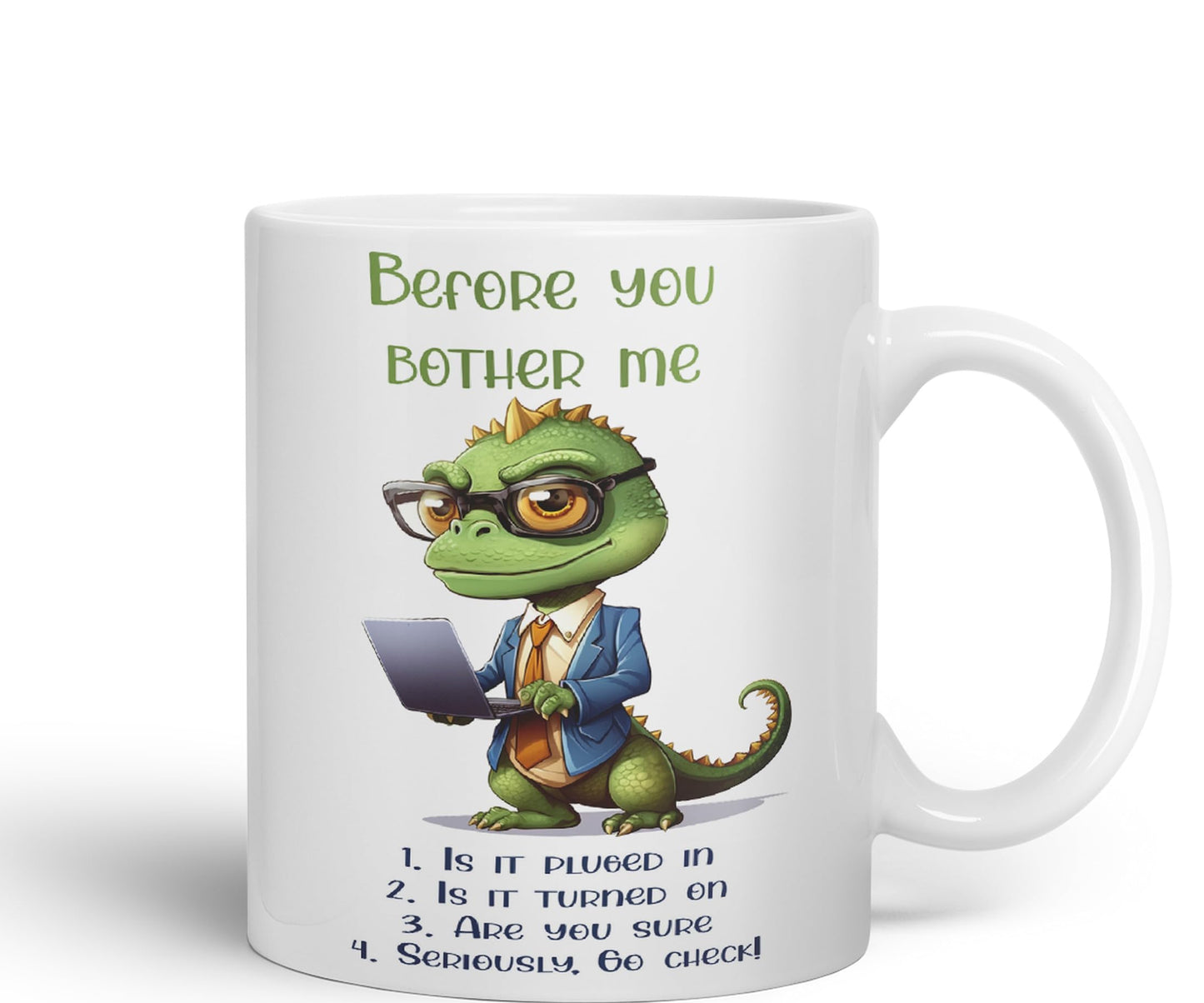 Before You Bother me Crocodile Joke sarkasm Sarcastic Ceramic Coloured Mug Cup for Tea Coffee Hot Brew 330ml 11Oz Gift