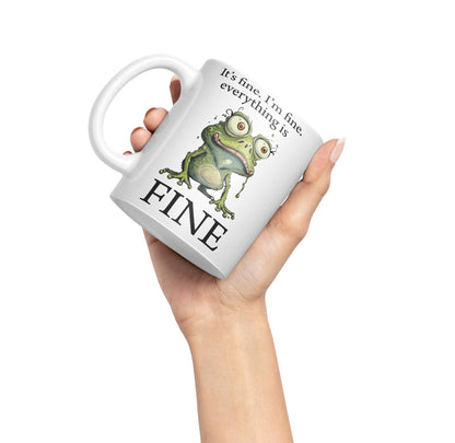 Vixar Frog It's fine I'm fine Everything is fine Joke Sarcastic Ceramic Mug Coloured Mug Cup Gift Tea Coffee Christmas