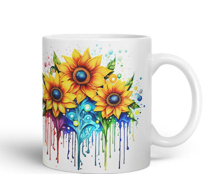 Vixar Sunflower Sunny Day Mug Coloured Ceramic Mug Cup Gift, 11oz (Gold Yellow)