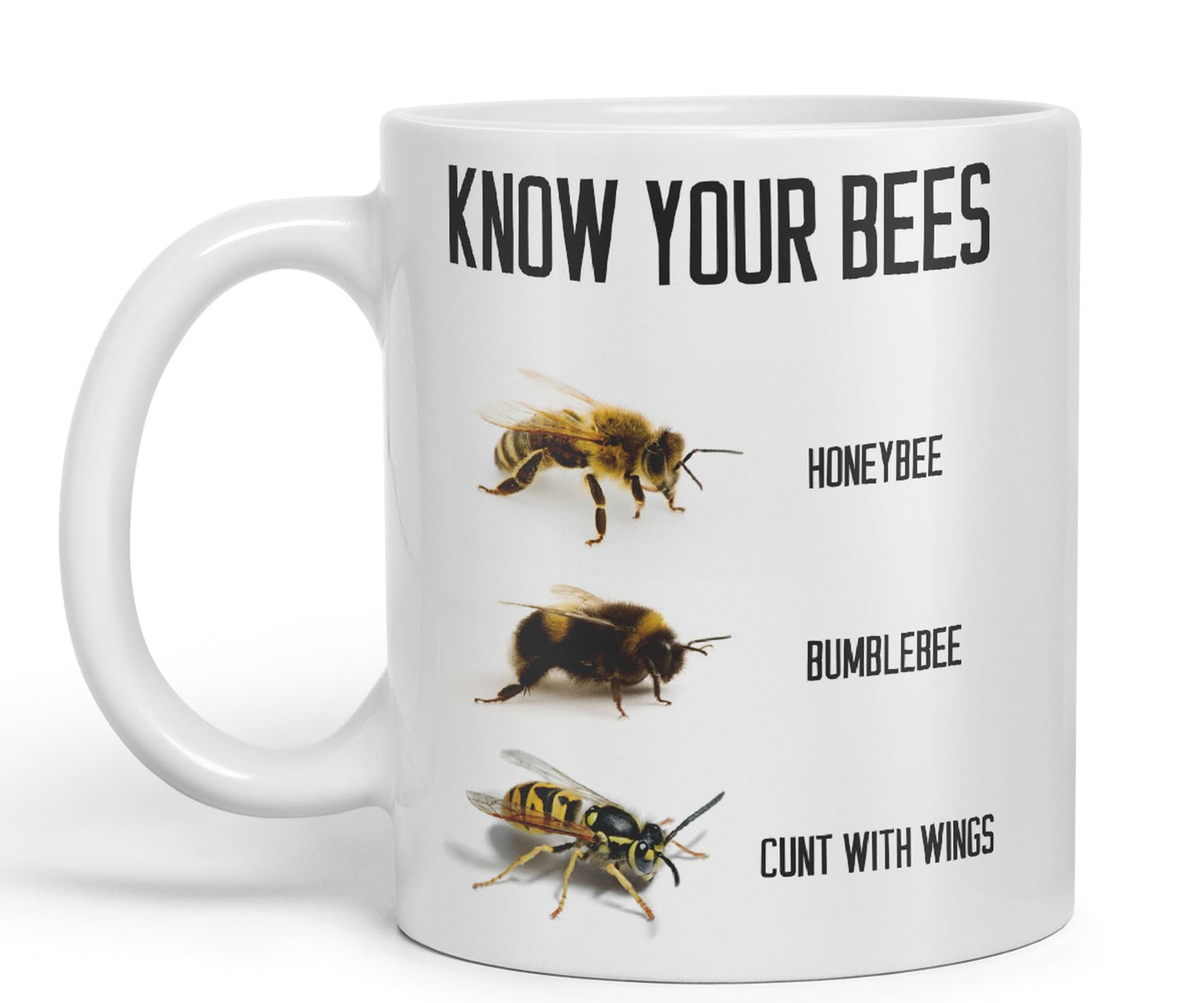 Vixar Know Your Bees Rude Funny Ceramic 330 ml Coloured Mug Cup Gift Tea Coffee Christmas Office Home Joke