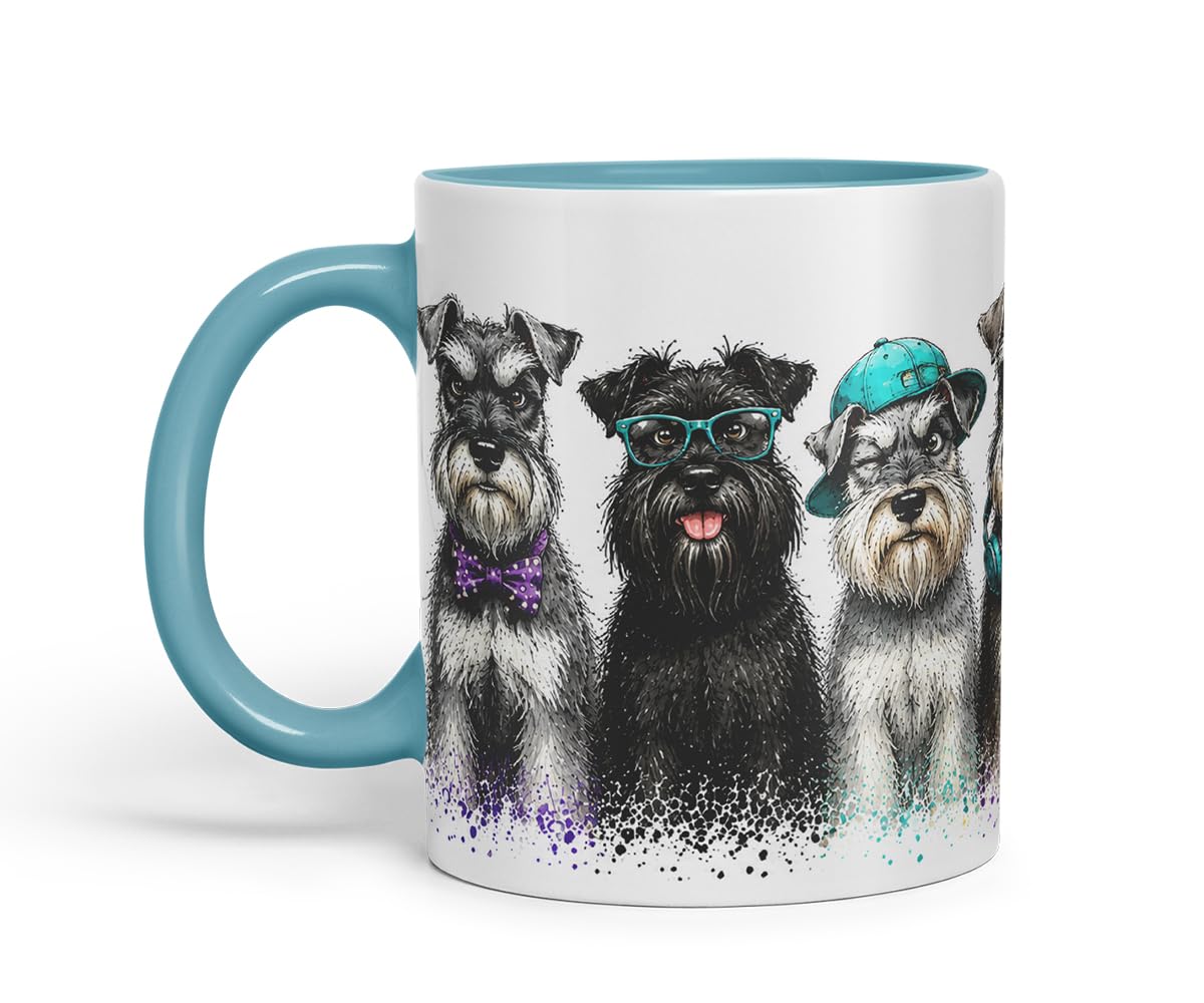 Vixar Schnauzer Dog Mug – Cute Schnauzer Coloured Ceramic Mug Cup Gift, 11oz (Black)