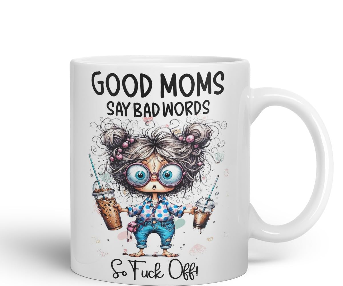 Vixar Good Moms Say Bad Words Funny Coloured Mug Cup 11oz (Black)