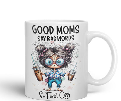 Vixar Good Moms Say Bad Words Funny Coloured Mug Cup 11oz (Black)