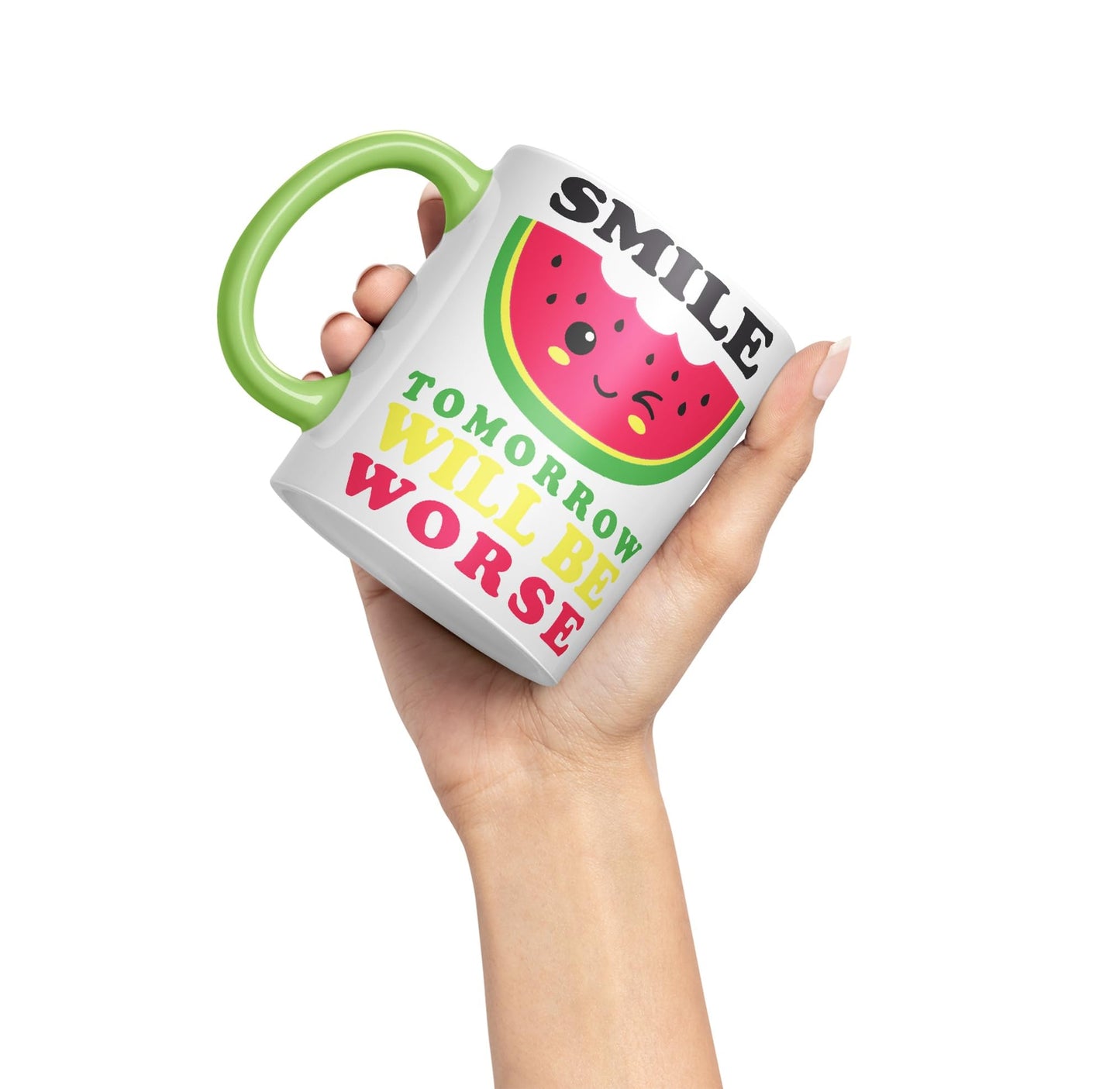 Vixar Smile Tomorrow Will be Worse Joke Ceramic Coloured Mug Cup Gift Tea Coffee Christmas Office Home Work