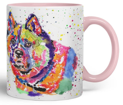 Vixar Akita Japanese Dog Breed Pet Animals Watercolour Art Coloured Mug Cup Gift Birthday Work Office Tea Coffee